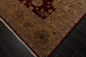 8'10" x 12'4" Hand Knotted Peshawar Stone wash Vegetable dyes Wool Area Rug Wine - Oriental Rug Of Houston