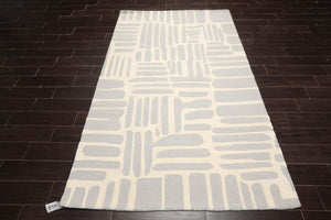 5' x8' Hand Tufted Hand Made 100% Wool Designer Modern & Contemporary Oriental Area Rug Gray,Cream Color - Oriental Rug Of Houston