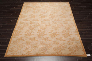 8'1'' x 10'5'' Hand Knotted Tibetan 100% Wool Floral Oriental Area Rug Taupe - Oriental Rug Of Houston