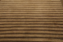 8'10'' x 11'9'' Hand Knotted Tibetan Wool Stripes Modern Stripes Area Rug Brown - Oriental Rug Of Houston