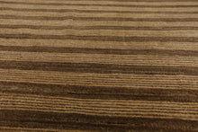 8'10'' x 11'9'' Hand Knotted Tibetan Wool Stripes Modern Stripes Area Rug Brown - Oriental Rug Of Houston