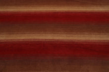 9' x 11'9" Hand Knotted Tibetan Wool Stripes Modern Oriental Area Rug Brown