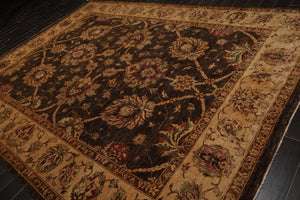9' x 12'2" Hand Knotted Wool Peshawar Stone wash Vegetable dyes Area Rug Brown - Oriental Rug Of Houston