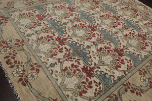 8' 2''x9' 11'' Hand Knotted Oushak 100% Wool William Morris Arts & Crafts Oriental Area Rug Beige, Moss Color - Oriental Rug Of Houston