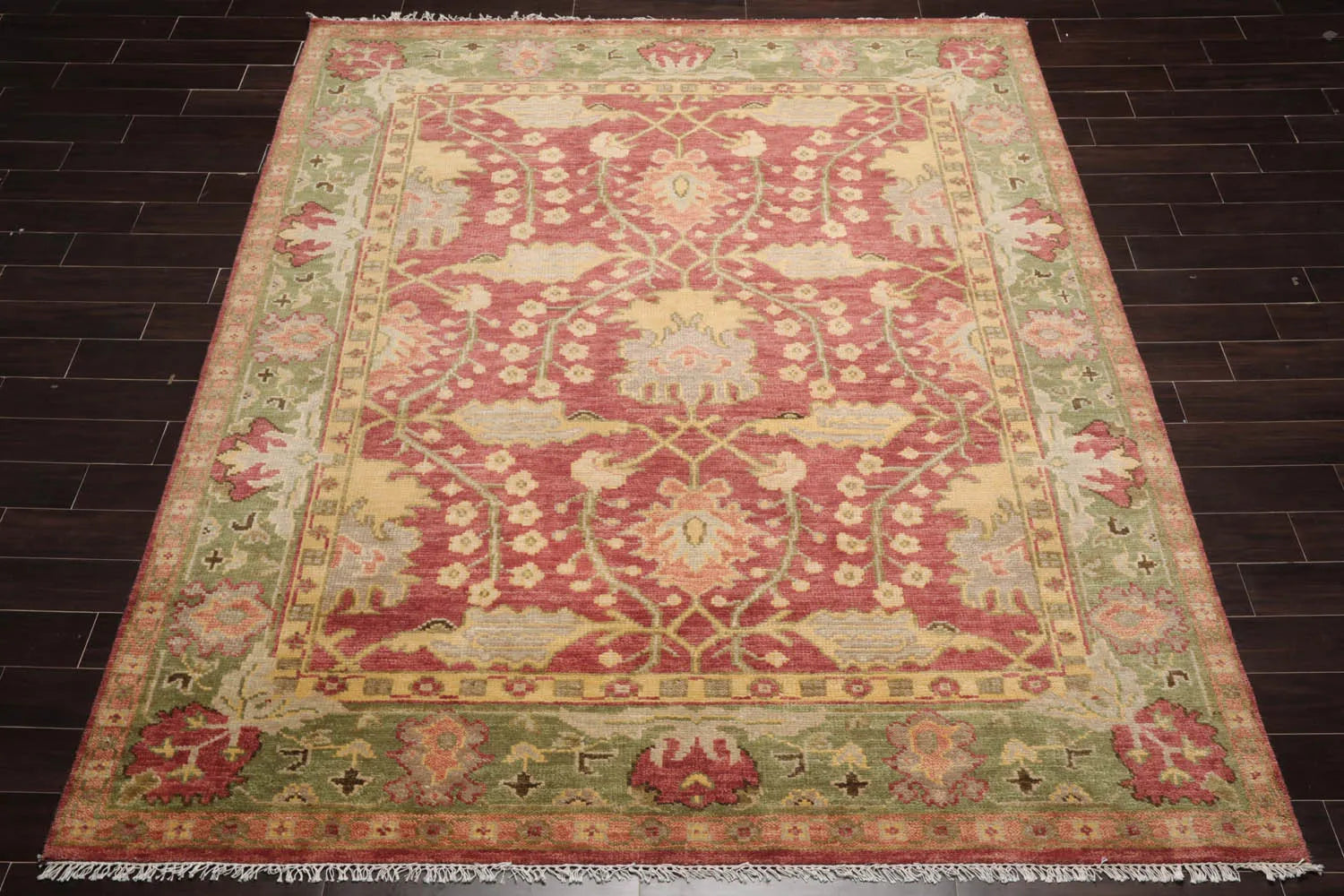 Green And Raspberry Area Rug 8x10 Raspberry Hand Knotted William Morris Oushak Oriental Area Rug ...