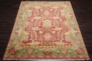 Multi Size Raspberry, Green Hand Knotted Oushak 100% Wool William Morris Arts & Crafts Oriental Area Rug Color