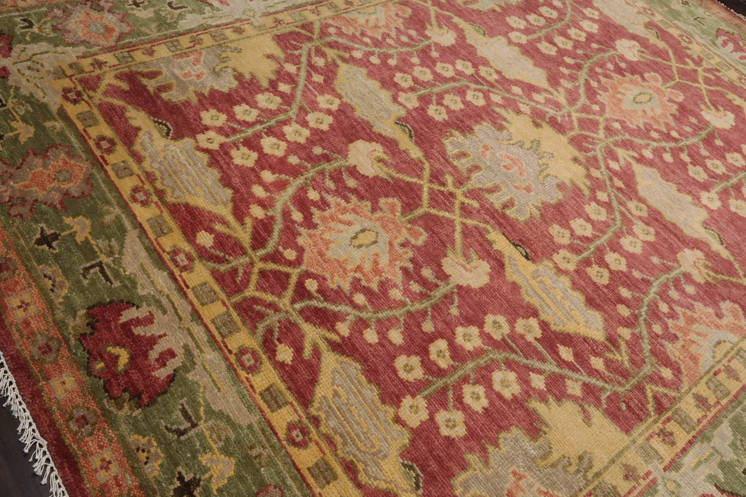 Green And Raspberry Area Rug 8x10 Raspberry Hand Knotted William Morris Oushak Oriental Area Rug ...