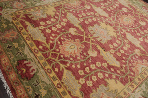 Multi Size Raspberry, Green Hand Knotted Oushak 100% Wool William Morris Arts & Crafts Oriental Area Rug Color