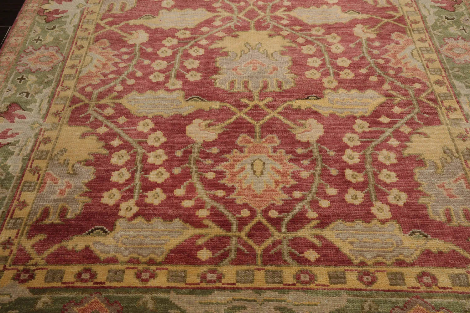 Green And Raspberry Area Rug 8x10 Raspberry Hand Knotted William Morris Oushak Oriental Area Rug ...
