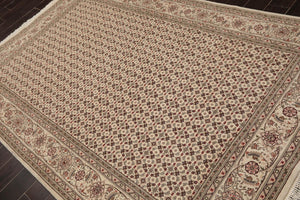 5'10" x 8'9" Hand Knotted Wool & Silk Traditional Oriental Area Rug Cream, Gray - Oriental Rug Of Houston