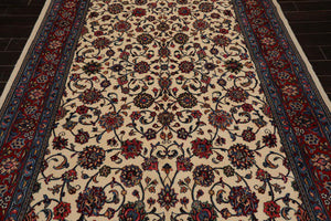 6'6"x 9'10" Authentic Hand Knotted Wool Sarouk 200 KPSI Oriental Area Rug Ivory