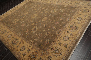 9' x 11'8" Hand Knotted 100% Wool Agra Vegetable Dyes Oriental Area Rug Moss - Oriental Rug Of Houston