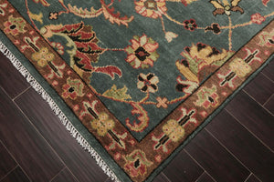 9x12 Teal Green, Raspberry Hand Knotted 100% Wool Oushak Arts & Crafts Oriental Area Rug - Oriental Rug Of Houston