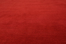 9'1" x 11'11" Hand Knotted Tibetan Wool Ribbed Designer Oriental Area Rug Red