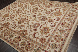 8x10 Ivory, Rust, Aqua Color Hand Knotted Persian 100% Wool Agra Traditional Oriental Rug - Oriental Rug Of Houston