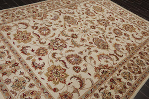 8x10 Ivory, Rust, Aqua Color Hand Knotted Persian 100% Wool Agra Traditional Oriental Rug - Oriental Rug Of Houston