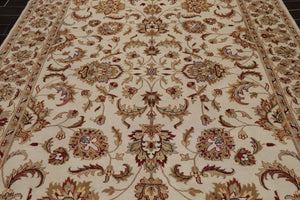 8x10 Ivory, Rust, Aqua Color Hand Knotted Persian 100% Wool Agra Traditional Oriental Rug - Oriental Rug Of Houston