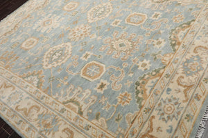 8' x10' 1'' Hand Knotted Oushak 100% Wool Arts & Crafts Oriental Area Rug Aqua, Beige Color - Oriental Rug Of Houston