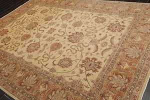 8'2" x 11'4" Hand Knotted Wool Stone Wash Peshawar Vegetable Dyes Area Rug Beige