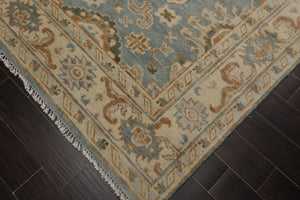 8' x10' 1'' Hand Knotted Oushak 100% Wool Arts & Crafts Oriental Area Rug Aqua, Beige Color - Oriental Rug Of Houston