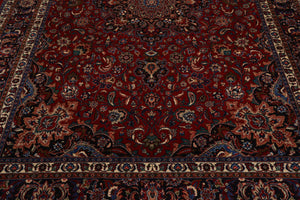 8x10 Red Hand Knotted Persian 100% Wool Mashad Medallion Traditional Oriental Area Rug