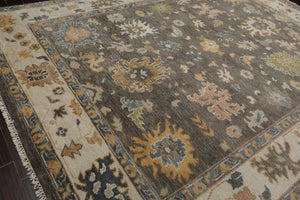 9'x12' Hand Knotted Oushak 100% Wool Transitional Oriental Area Rug Moss, Beige Color - Oriental Rug Of Houston