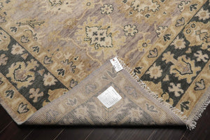 9'x12' Hand Knotted Oushak 100% Wool Transitional Oriental Area Rug Gray, Moss Color - Oriental Rug Of Houston