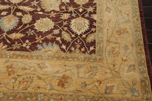 9'1"x 11'11" Hand Knotted Wool Stone Wash Peshawar Vegetable Dyes Area Rug Brown - Oriental Rug Of Houston