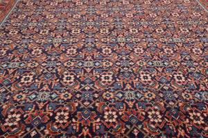 6'10" x 10'5" Hand Knotted 100% Wool Authentic Heraati Oriental Area Rug Navy