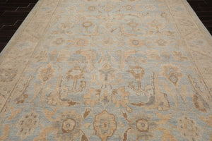 9'x12' Hand Knotted Oushak 100% Wool Transitional Oriental Area Rug Pale Blue, Tan Color
