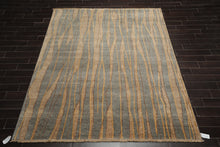 7'9"x9'9" Hand Knotted Wool Stone Wash Peshawar Vegetable Dye Area Rug Gray Blue - Oriental Rug Of Houston