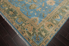 9'x12' Hand Knotted Oushak 100% Wool Transitional Oriental Area Rug Aqua, Sage Color - Oriental Rug Of Houston