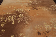 8' x 10' Handmade 100% Wool Botanical Transitional Oriental Area Rug Brown