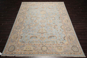 9'x12' Hand Knotted Oushak 100% Wool Transitional Oriental Area Rug Aqua, Taupe Color - Oriental Rug Of Houston