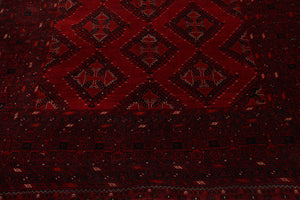 7' x 10'6" Hand Knotted Afghanistan Tribal Wool 200 KPSI Veg Dyes Area Rug Red - Oriental Rug Of Houston