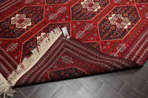 6'6" x 9'6" Hand Knotted Afghanistan Tribal Wool 200 KPSI Veg Dyes Area Rug Red - Oriental Rug Of Houston