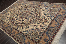 6'9" x 9'11" Hand Knotted 100% Wool 200 KPSI Authentic Kashaan Area Rug Ivory - Oriental Rug Of Houston