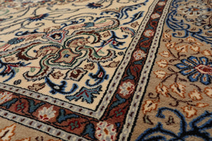 6'9" x 9'11" Hand Knotted 100% Wool 200 KPSI Authentic Kashaan Area Rug Ivory - Oriental Rug Of Houston