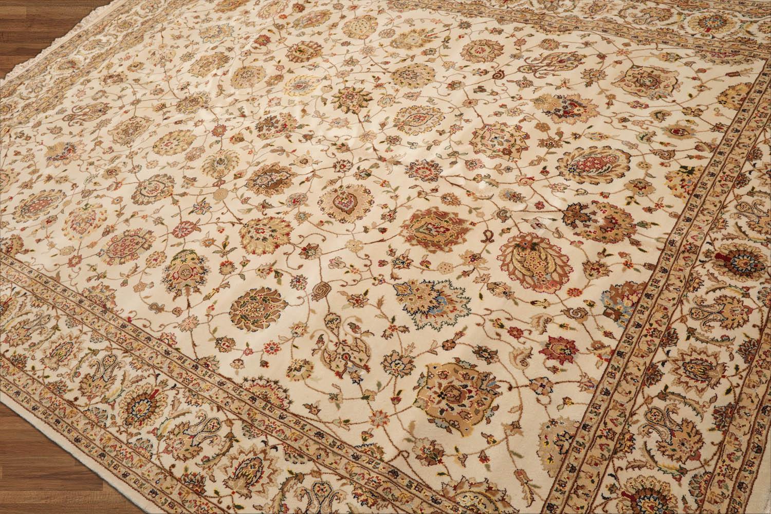 Hand Knotted Wool Ivory Traditional Persian Rug 4'4 x 3'5 - Rug Expo Area  Rug Store San Diego, CA