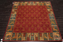 8'3" x 9'8" Hand Knotted Wool Swiss Wash Tibetan Area Rug Red