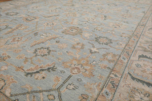 9'x12' Hand Knotted Muted Turkish Oushak 100% Wool  Traditional  Oriental Area Rug Light Blue,Taupe Color