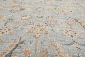 9'x12' Hand Knotted Muted Turkish Oushak 100% Wool  Traditional  Oriental Area Rug Light Blue,Taupe Color