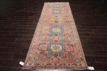 Vintage Runner Hand Knotted Wool Turkish Oushak Area Rug Faded Salmon 4'3" x 11'4" - Oriental Rug Of Houston