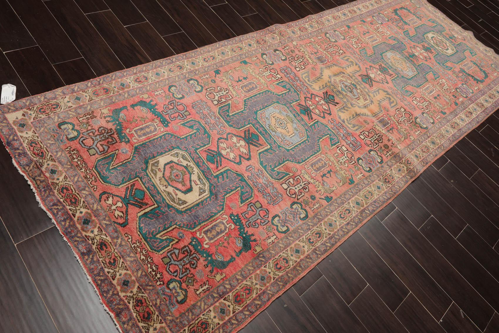 Vintage Runner Hand Knotted Wool Turkish Oushak Area Rug Faded