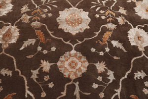 8' x 11' Handmade Wool & Art Silk Botanical Transitional Oriental Area Rug Brown - Oriental Rug Of Houston