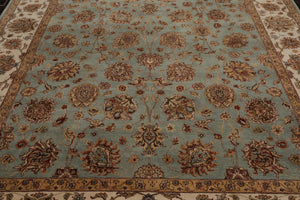 8'6" x 11'9" Hand Knotted 100% Wool Traditional Agra Oriental Area Rug Aqua