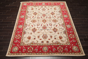 8x10 Beige, Coral Hand Tufted Hand Made 100% Wool Kashan Traditional  Oriental Area Rug