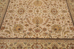 Hand Knotted Wool 250 KPSI Traditional Agra Oriental Area Rug Beige 7'11" x 10'