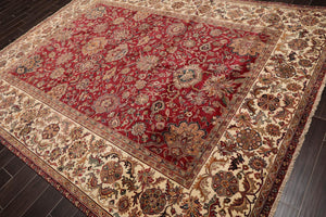 Hand Knotted Traditional 100% Wool Agra Oriental Area Rug Burgundy 8' x 10'2" - Oriental Rug Of Houston
