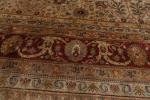 7'8" x 9'10" Hand Knotted Wool 250 KPSI Agra Muted Earth Tones Area Rug Beige - Oriental Rug Of Houston